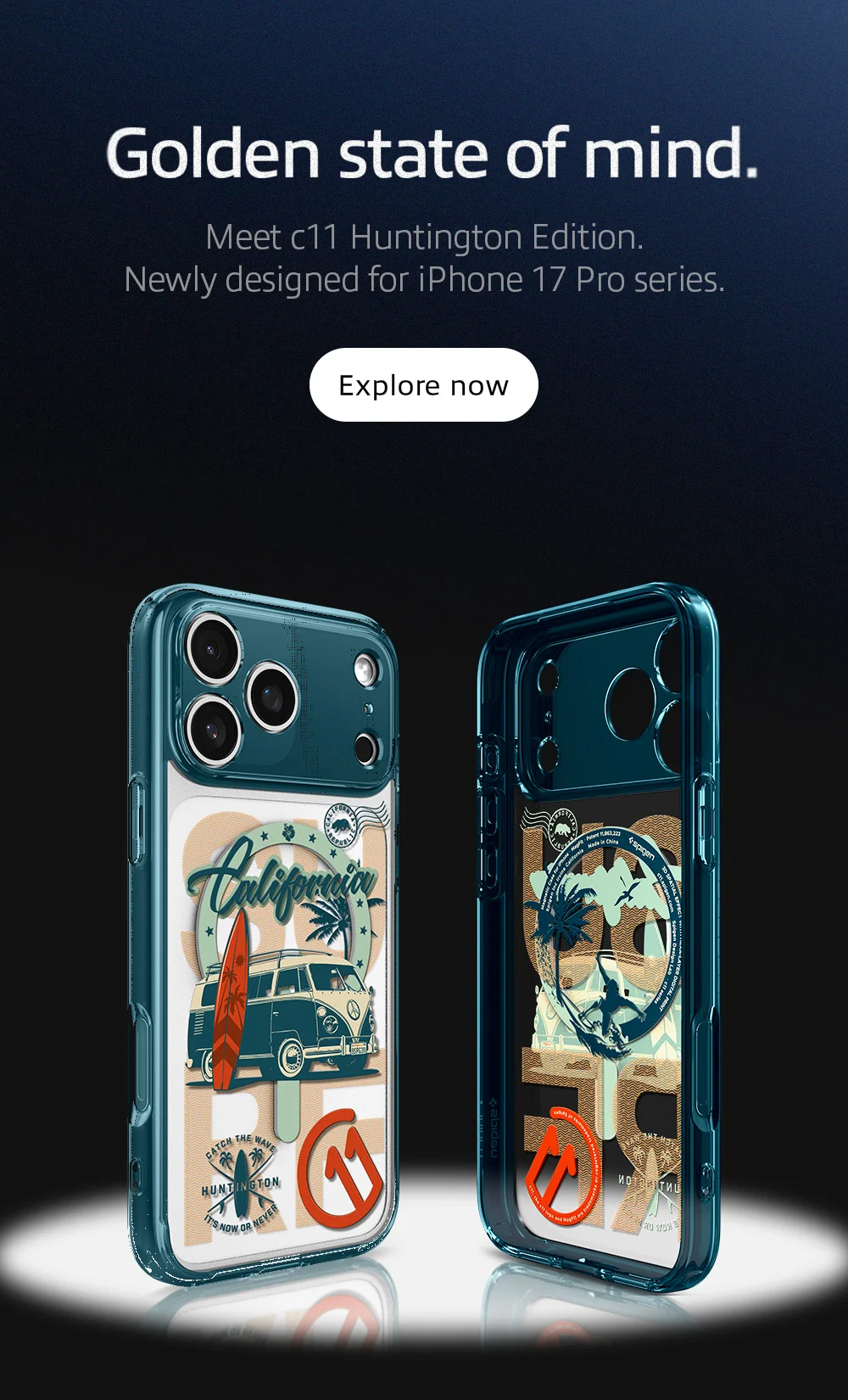 Golden state of mind. Meet c11 Huntington Edition. Newly designed for iPhone 17 Pro series.