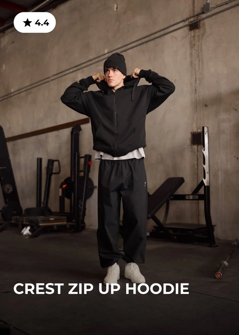 Crest Oversized Zip Up Hoodie