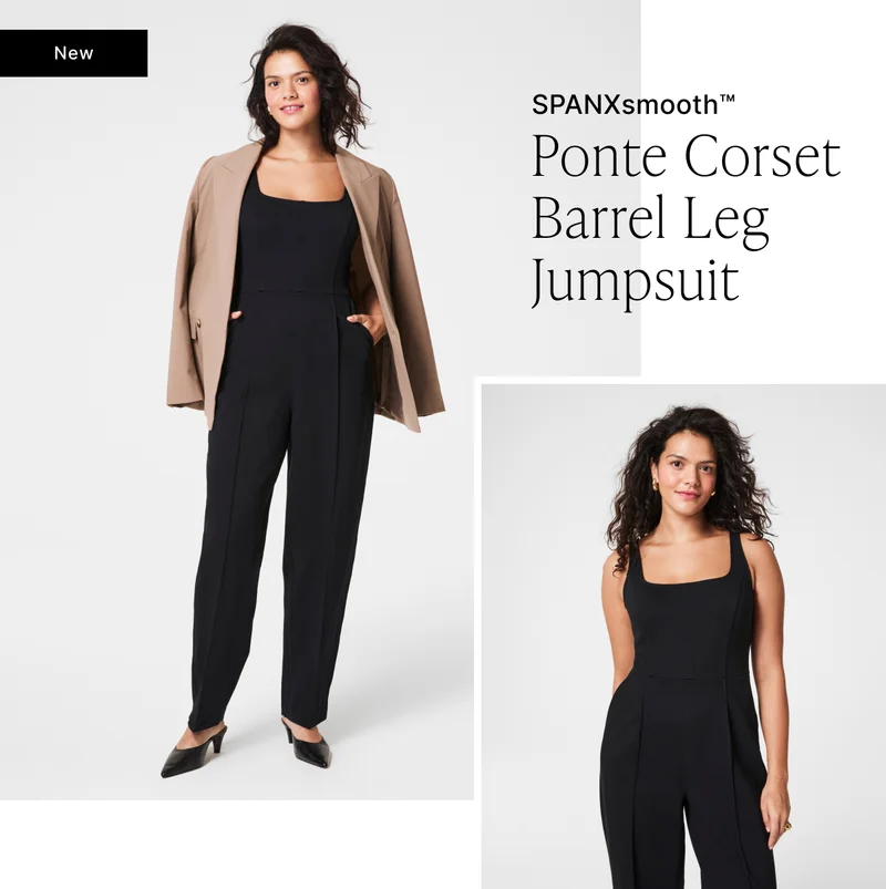 SPANXSMOOTH PONTE CORSET BARREL LEG JUMPSUIT