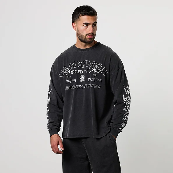 Black Forge Black Oversized Long Sleeve T Shirt