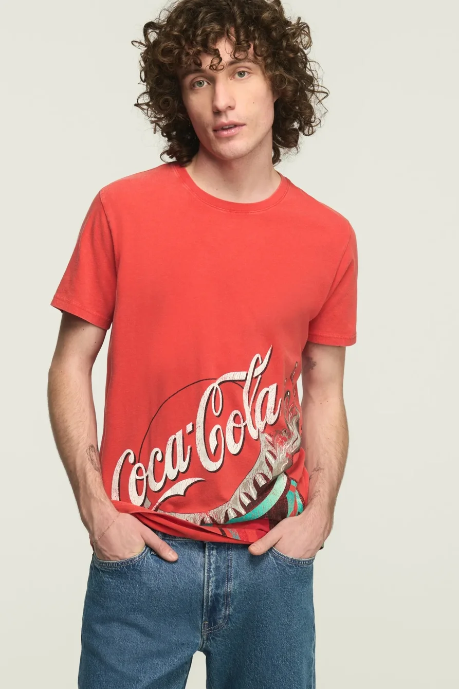 Image of Lucky Brand Coke Bottle Cap Tee - Men's Clothing Tops Shirts Tee Graphic T Shirts in Fiery Red