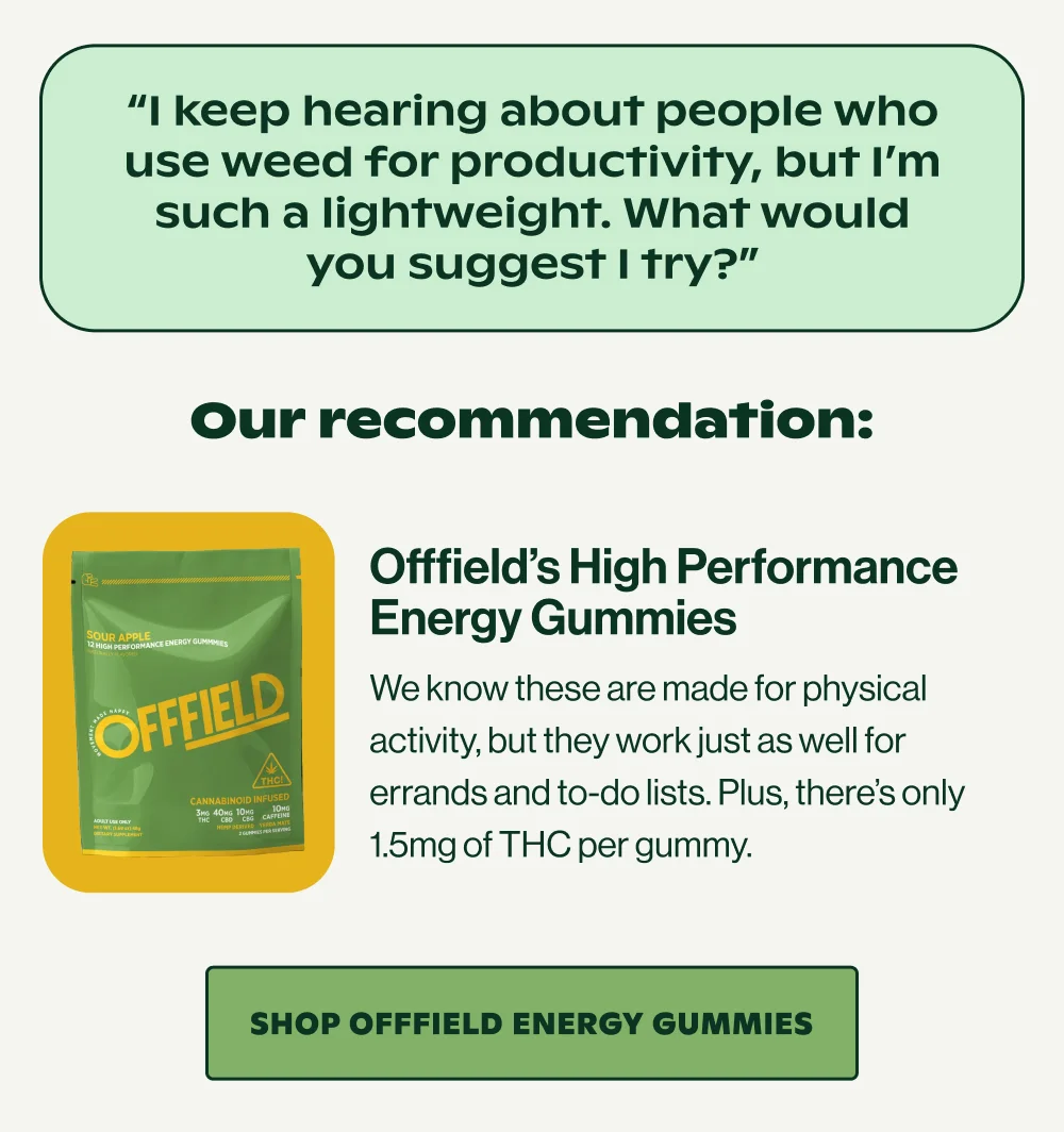 an image of a green and white advert with a picture of a bag of energy gummies