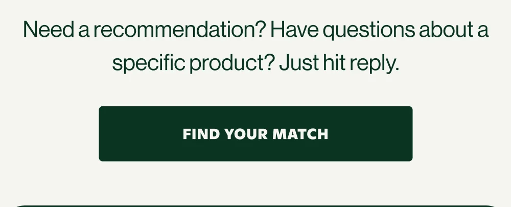 an image of a green sign that says need recommendations? have questions about a specific product? just