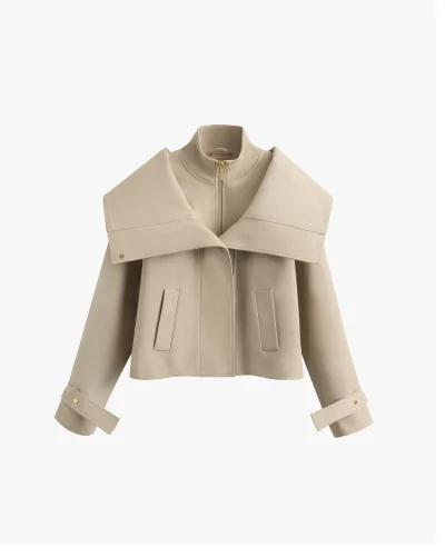 Overlay Collar Jacket Stone
