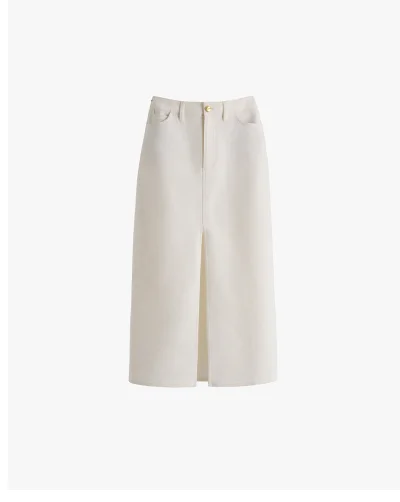 Front Slit Maxi Skirt Ecru