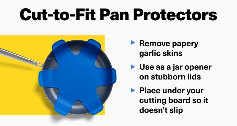 Cut-to-Fit Pan Protectors - Remove papery garlic skins. Use as a jar opener on stubborn lids. Place under your cutting board so it doesn’t slip.