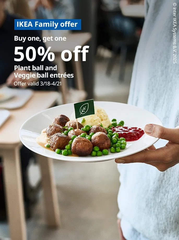 Buy one, get one 50% off plant ball and veggie ball entrées