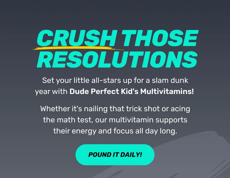 Set your little all-stars up for a slam dunk year woth Dude Perfect Kid's Multivitamins - SHOP NOW