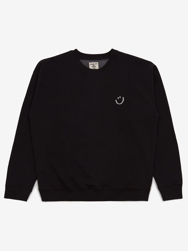 Image of Thank You For Being My Friend Smiley Sweatshirt - Black