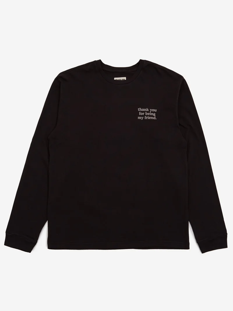Image of Thank You For Being My Friend Logo Long Sleeve T-Shirt - Black
