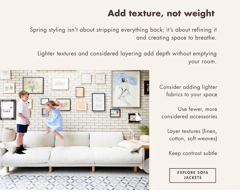 Add texture, not weight - Explore Sofa Jackets