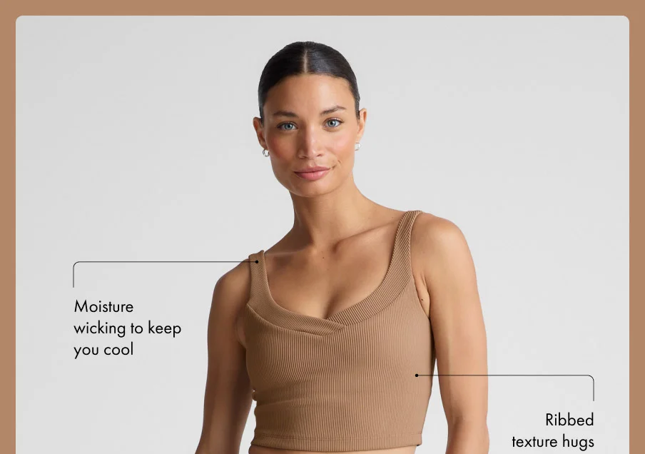Impulse Ribbed Cropped Tank in Desert Sand