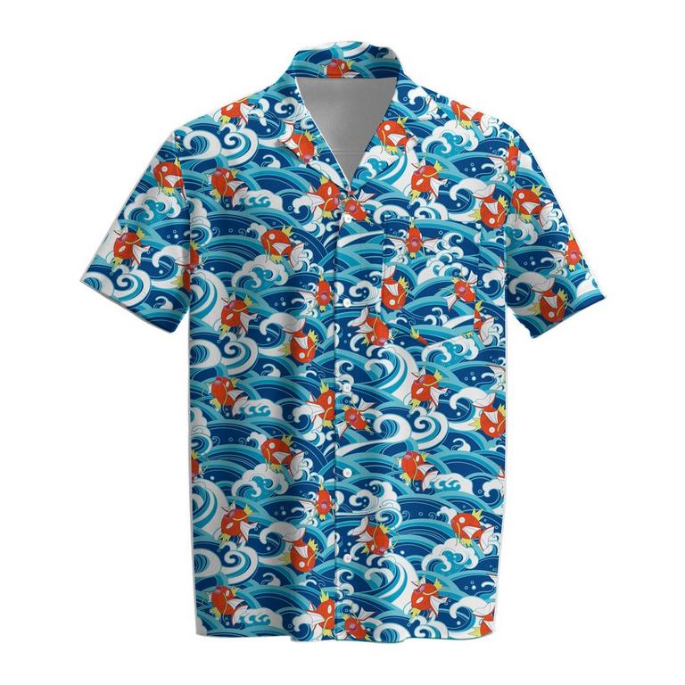 Pokemon Magikarp Waves Woven Unisex Button-Up Collard Shirt GameStop Exclusive