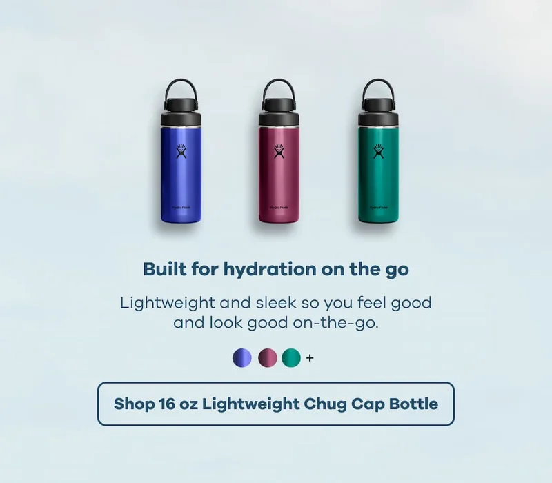 Built for hydration on the go. Lightweight and sleek so you feel good and look good on-the-go. | Shop 16 oz Lightweight Chug Cap Bottle