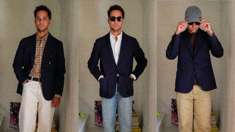 GQ contributor Leon Hedgepeth wearing the Buck Mason Carry-On Jacket.