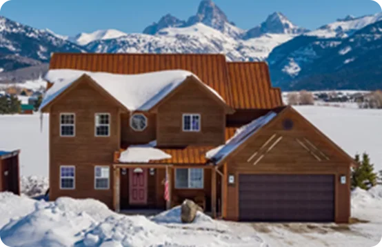 Retreat to a private lodge with dramatic mountain backdrops in Jackson, Wyoming.