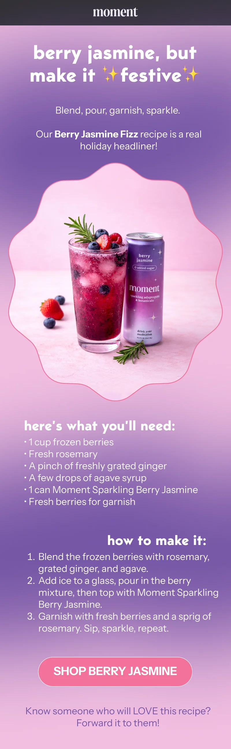 jasmine berry Moment mocktail recipe