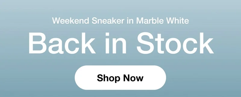Weekend Sneaker in Marble White. Back in Stock. Shop Now.