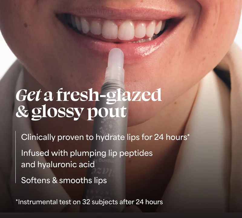 Get a fresh-glazed  & glossy pout. Clinically proven to hydrate lips for 24 hours* Infused with plumping lip peptides and hyaluronic acid Softens & smooths lips  ‘Instrumental test on 32 subjects after 24 hours
