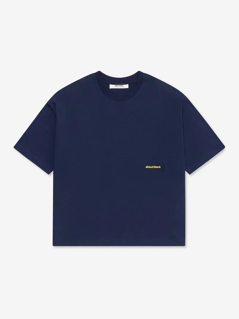 Image of about:blank Box T-Shirt - Navy/Yellow