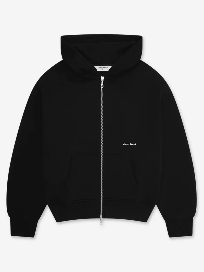 Image of about:blank Box Zip Hoodie - Black/Ecru