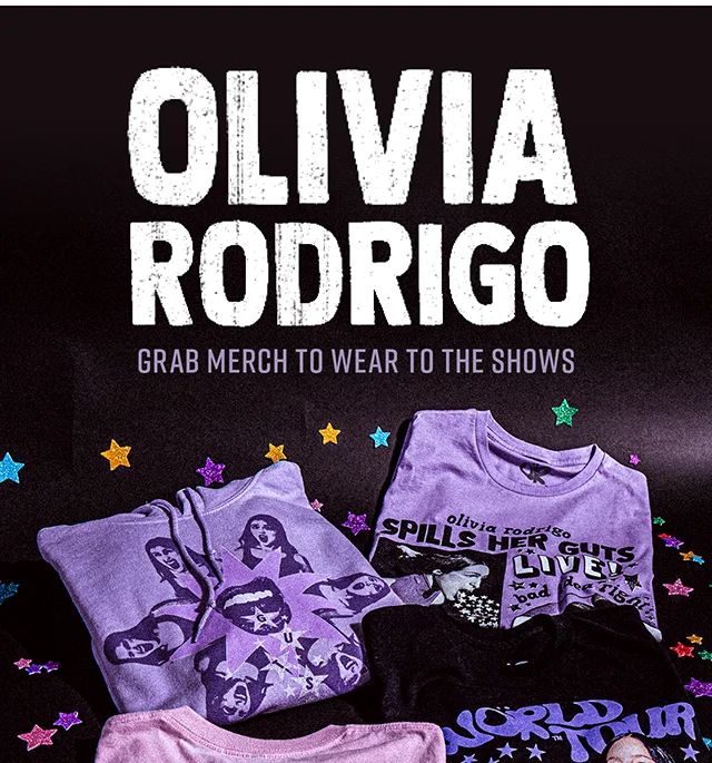 Olivia Rodrigo. Grab Merch To Wear To The Shows. Shop Now