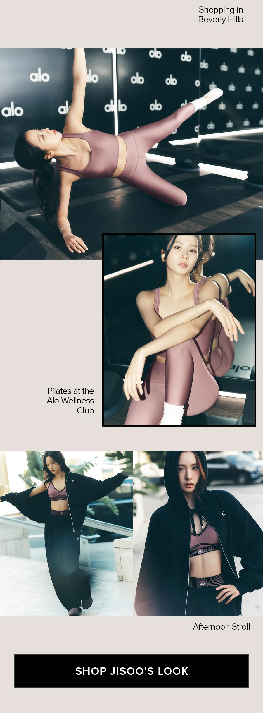 Pilates at the Alo Wellness Club. SHOP JISOO'S LOOK