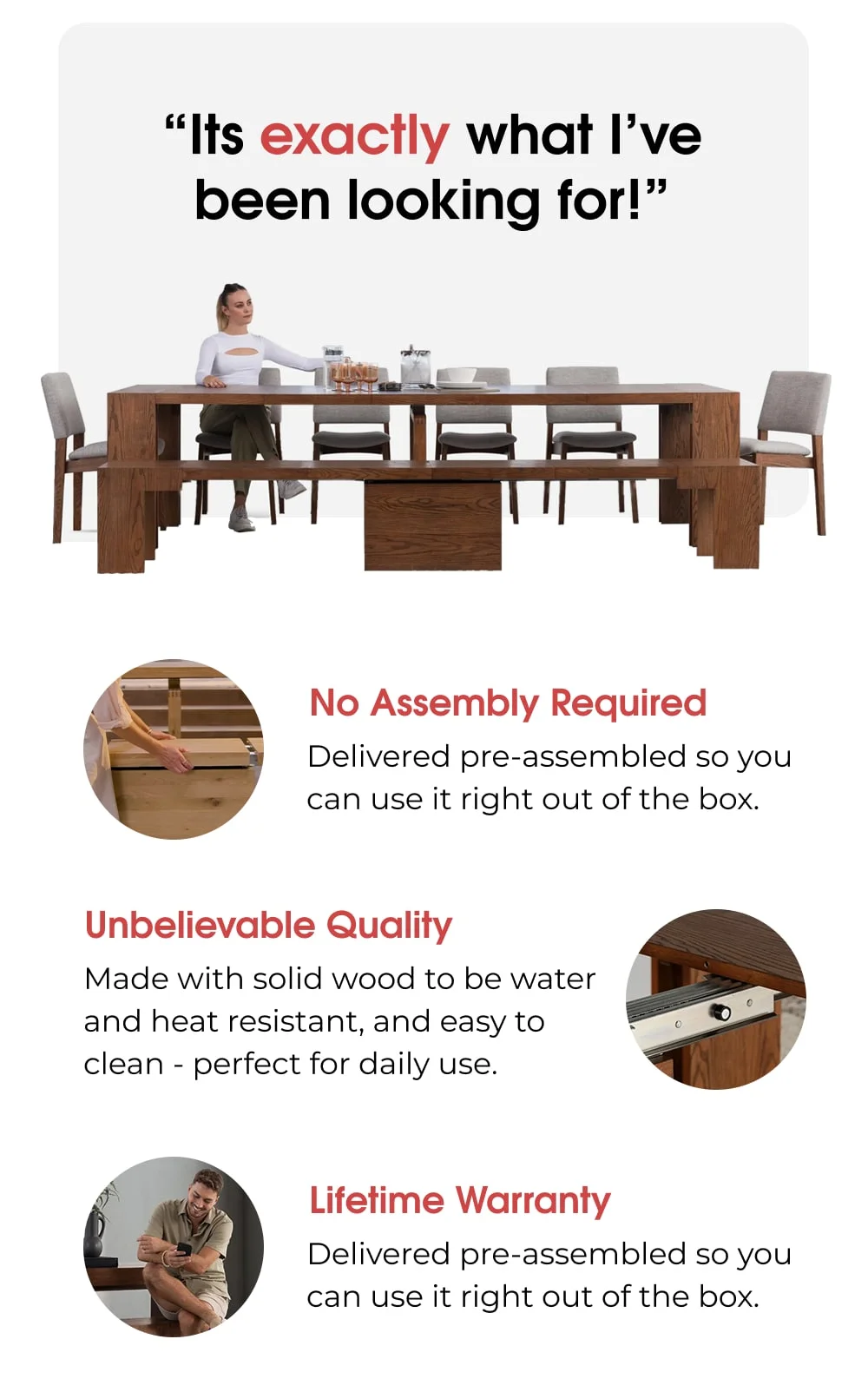 From intimate meals to family feasts, Transformer Tables grow with your needs.