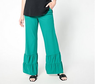 Isaac Mizrahi Live! Tall Stretch Woven CrepeWide Leg Pants  Size TALL 1X  Gem Green