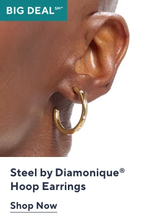 Steel by Diamonique 1 inch Sparkle Hoop Earrings