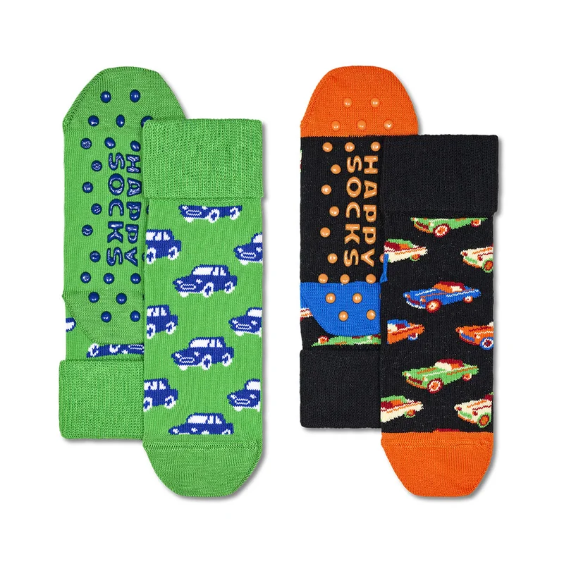 Kids 2-Pack Cars Anti-Slip Socks