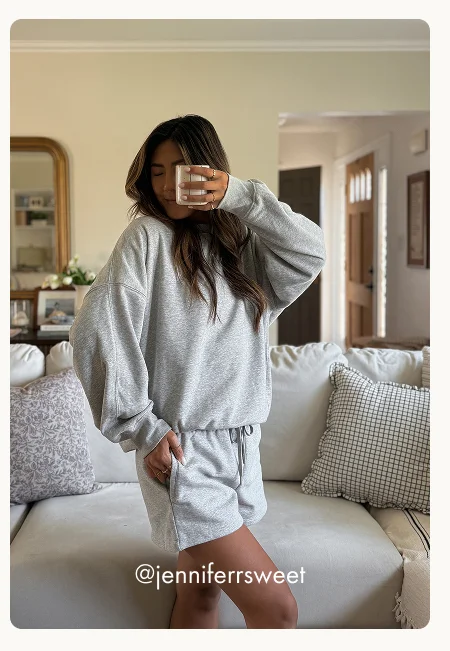 LuxeFleece Sweat Short in Light Heather Gray