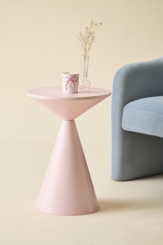 Saylor Round Metal Hourglass Side Table