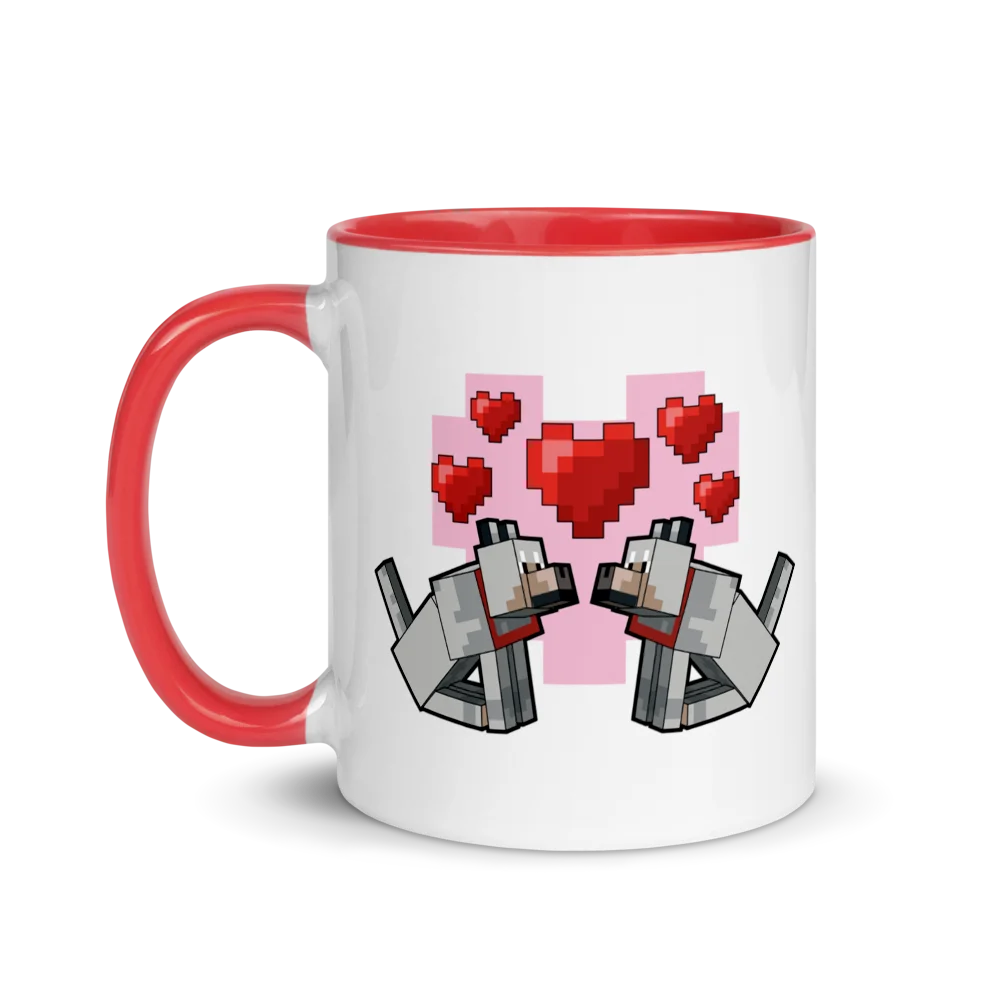Image of Minecraft Tame Wolf Heart Personalized Two Tone Mug