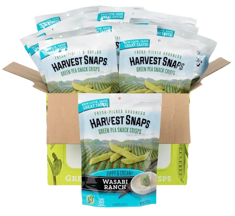 Image of LOW INVENTORY!<br>Harvest Snaps Wasabi Ranch Green Pea Snack Crisps (12 Pack)