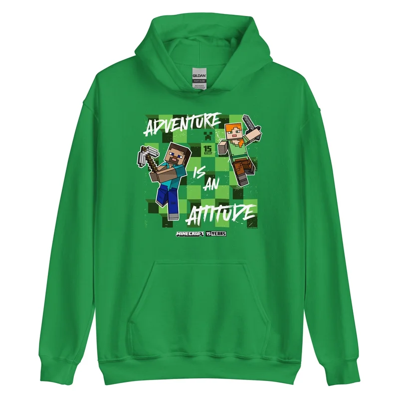 Image of Minecraft 15th Anniversary Adventure Is An Attitude Adult Hoodie