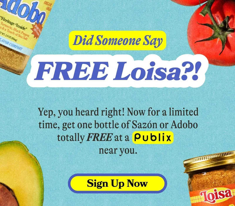 Did Someone Say FREE Loisa?!  Yep, you heard right! Now for a limited time, get one bottle of Sazón or Adobo totally FREE at a Publix near you.  Join to Win