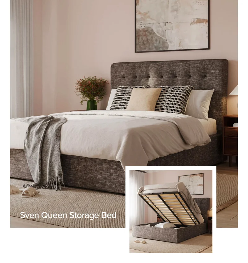Sven queen storage bed.