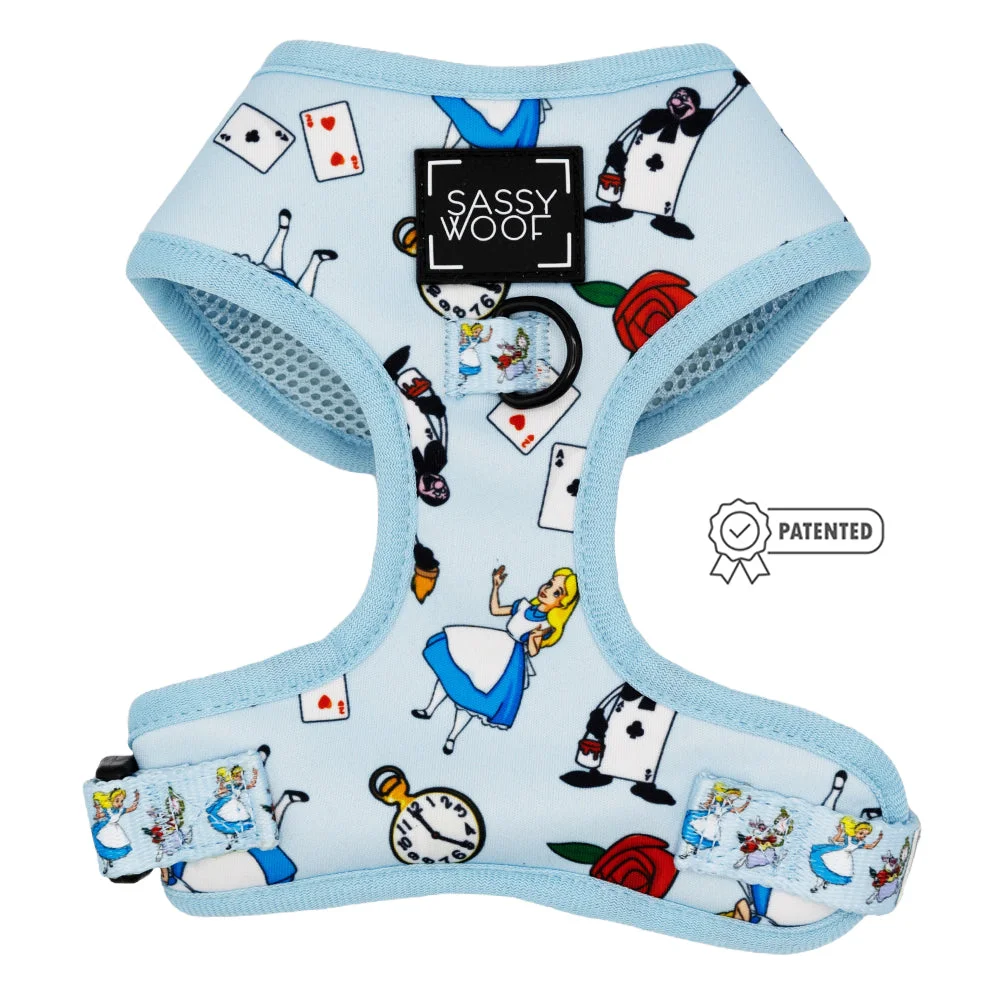 Image of Dog Adjustable Harness - Alice in Wonderland (Blue)