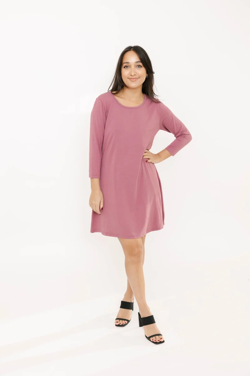 Image of Cleo 3/4 Sleeve Mini Dress in Rose Brown