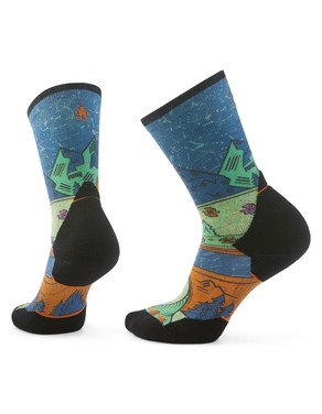 Women's Trail Run Mountain Print Crew Socks