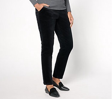 Denim & Co. Archives Tall Smooth Waist Corduroy Pant  Size Tall XX-Small  Black