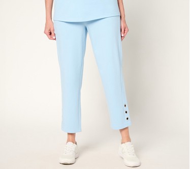 Sport Savvy Regular French Terry Crop Pants with Grommet Detail