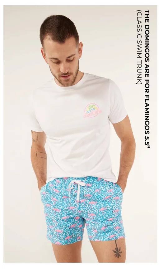 Classic Swim Trunk: The Domingos Are For Flamingos 5.5"