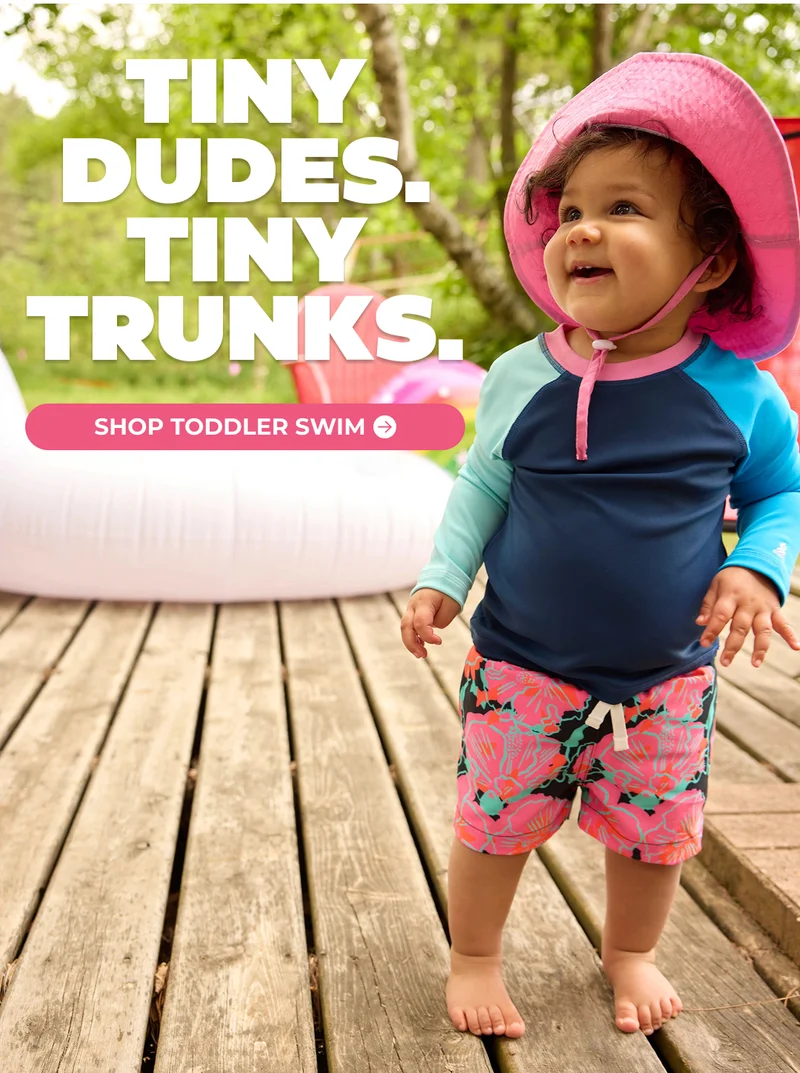 TINY DUDES. TINY TRUNKS. Shop Toddler Swim