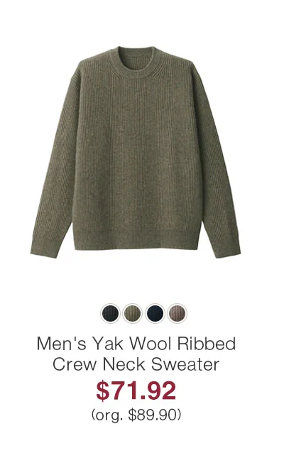 Shop Men's Yak Wool Ribbed Crew Neck Sweater