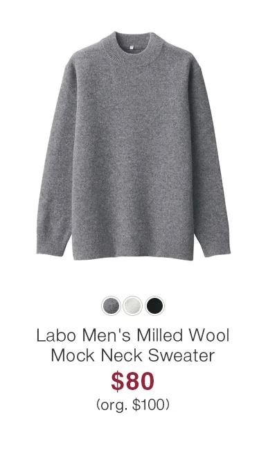 Shop Labo Men's Milled Wool Mock Neck Sweater