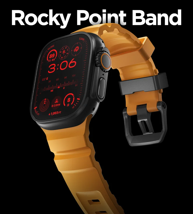 Designed specifically for Apple Watch Ultra, Rocky Point Band unlocks its full potential-so you can push further, explore longer, and perform at your best. Built from ultra-durable FKM with Grade 5 titanium hardware, it offers a secure, comfortable fit that won't hold you back, no matter where you roam.