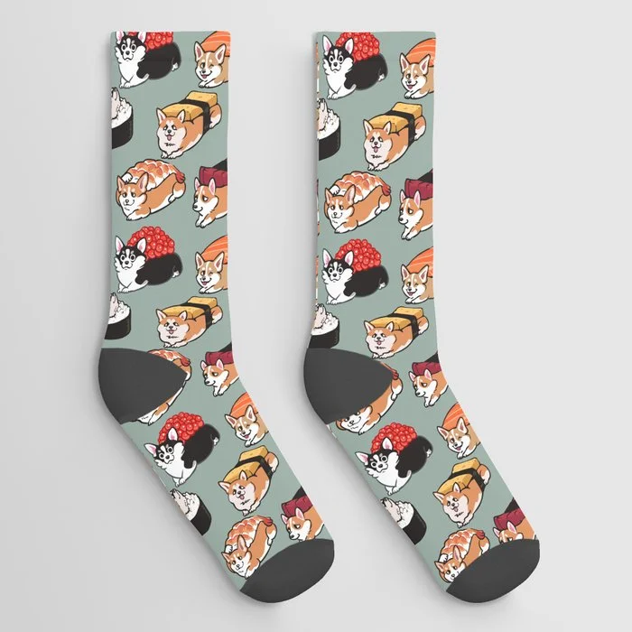 Sushi Corgi Socks Socks