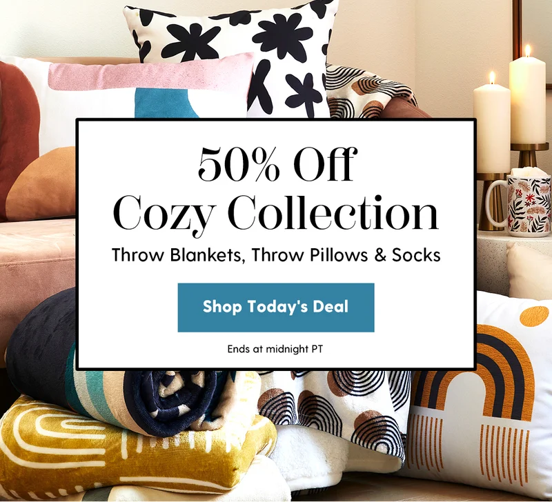50% Off Cozy Collection | Throw Blankets, Throw Pillows & Socks | Ends at tonight at midnight PT.| Shop Today's Deal